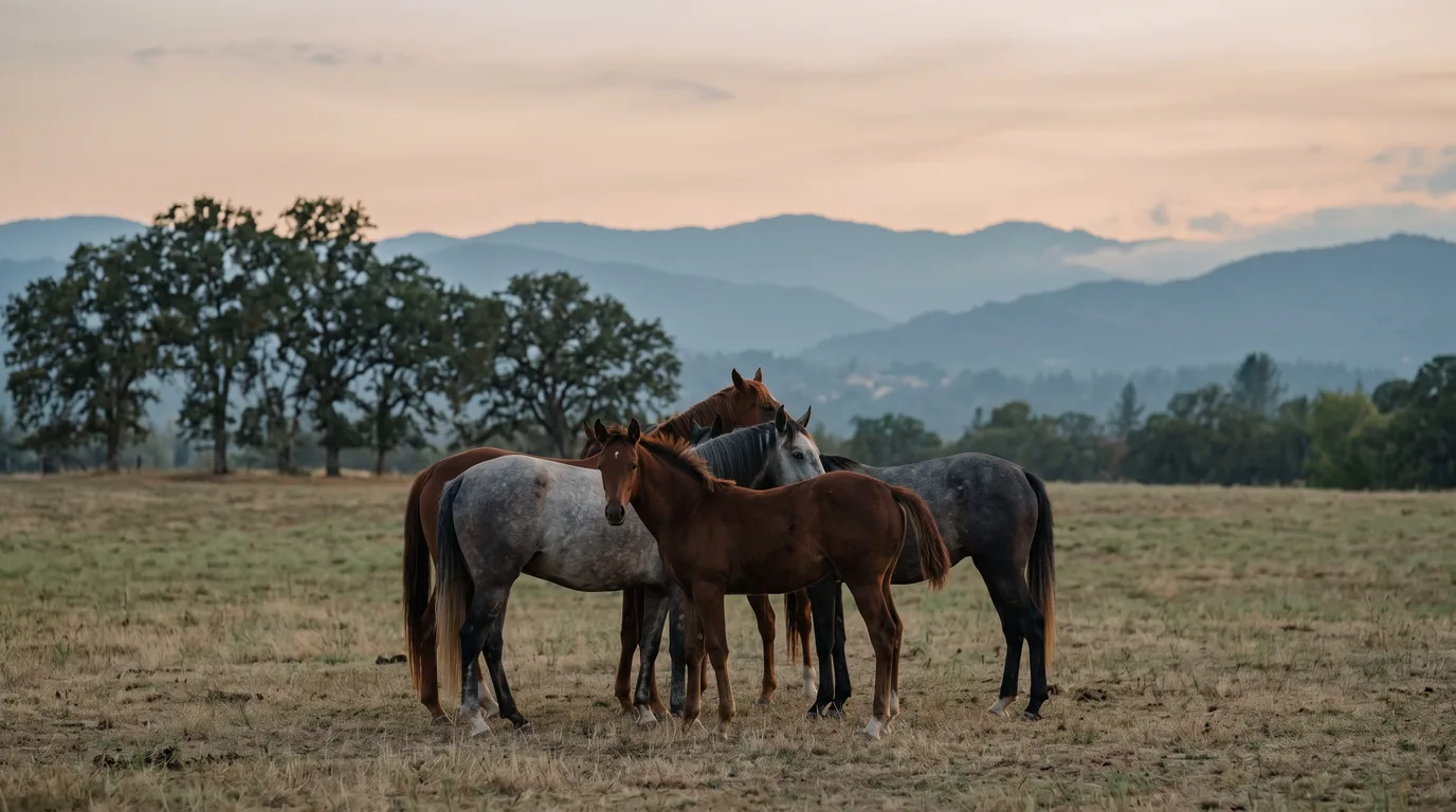 Chevaux en liberté, Écurie de Beyrieux, Ardèche